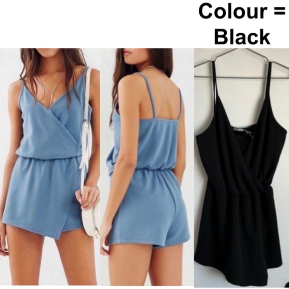 Kimchi Blue Pants - UO Kimchi Blue - Skort Romper with Wrap Top - Black - Size Medium